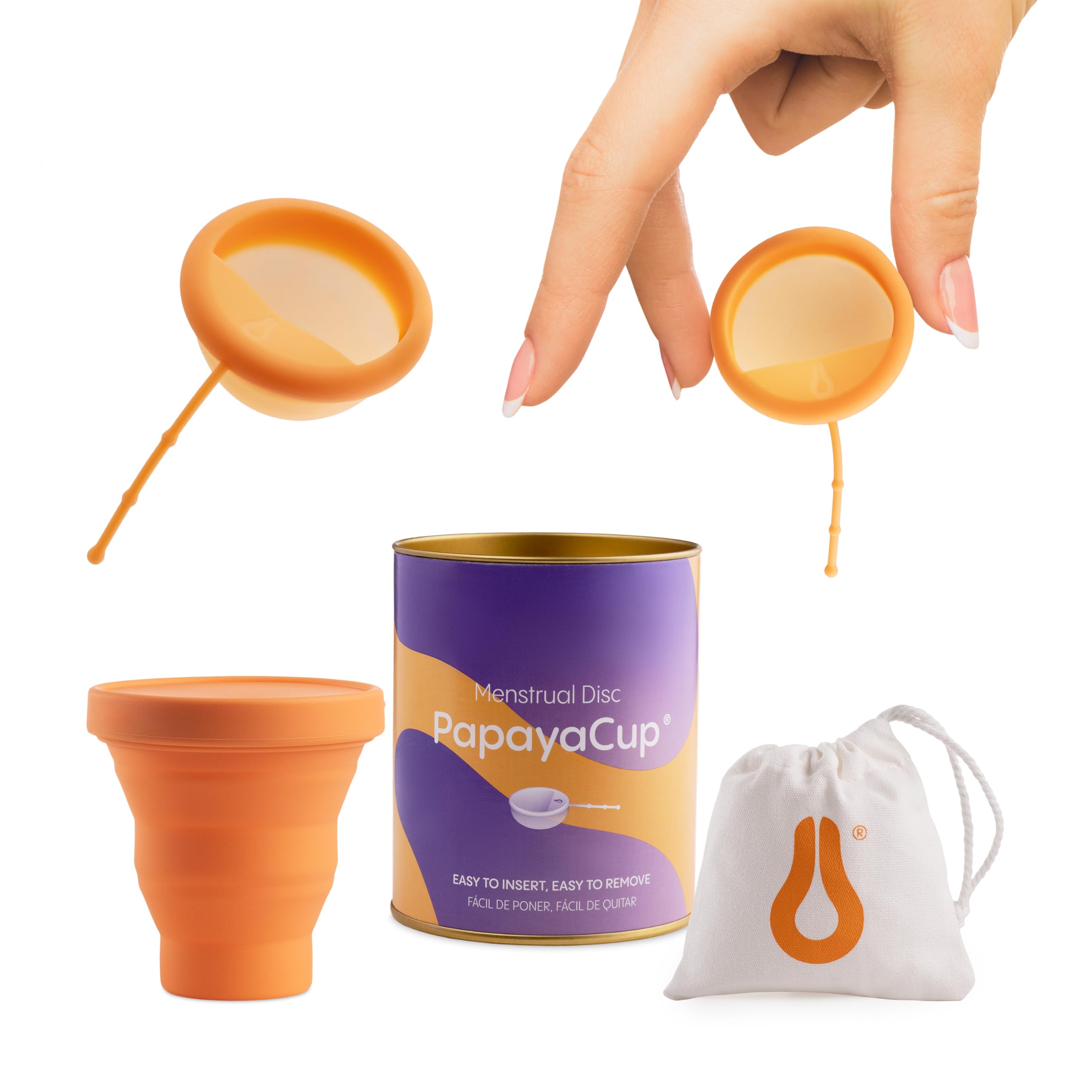 PapayaCup Copa Menstrual Anatómica Más Cómoda, Más flexible Para Mujeres con Sensibilidad Vaginal - Reutilizable con Vaso Esterilizador Plegable para Microondas (S con esterilizador) — view 6