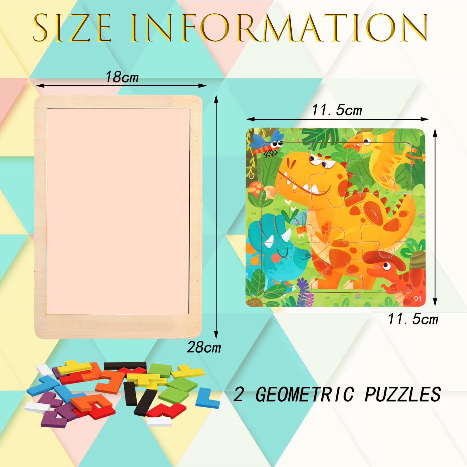 TYXHXTF 2PCS Wooden Intelligence Puzzle, Jigsaw Puzzles, Wooden Puzzle Tangram Brain Teasers Jigsaw, Educational Toys - Image 2