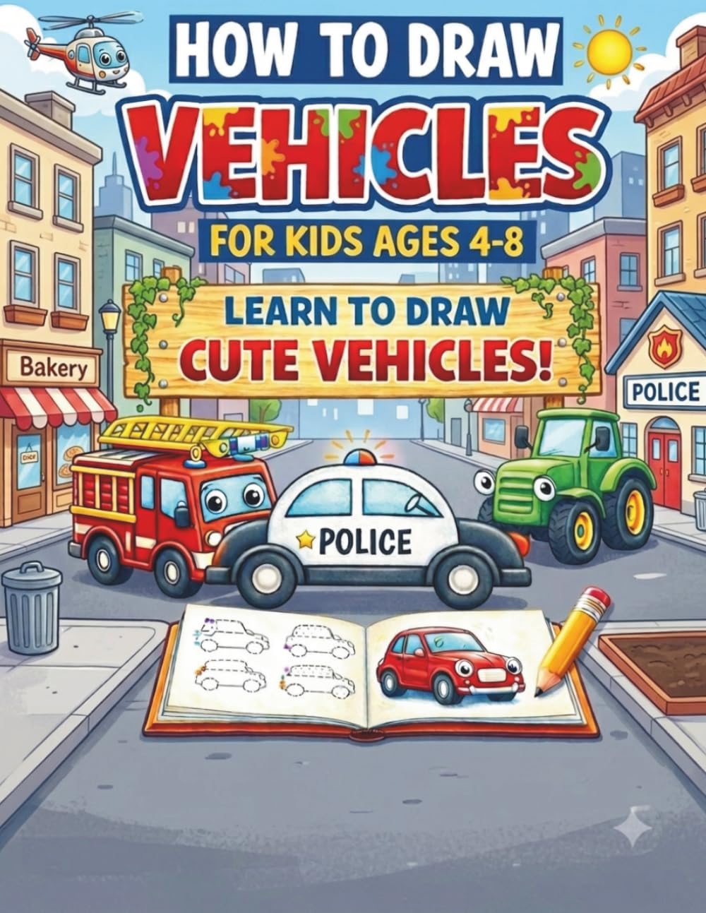 How to Draw Vehicles for Kids Ages 4–8: Easy Step-by-Step Drawing Book for Beginners