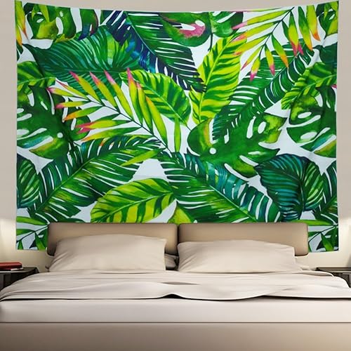 Miniatura 3 de Heopapin Tapiz de palmera, hojas de palmera, tapiz de pared de hojas tropicales verdes de acuarela para colgar en la pared, tapices de hojas de