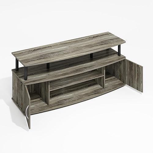Miniatura 6 de Furinno Jaya - Soporte de TV, centro de entretenimiento, consola de TV, para televisores de hasta 55 pulgadas, con 2 puertas y orificios para Roble