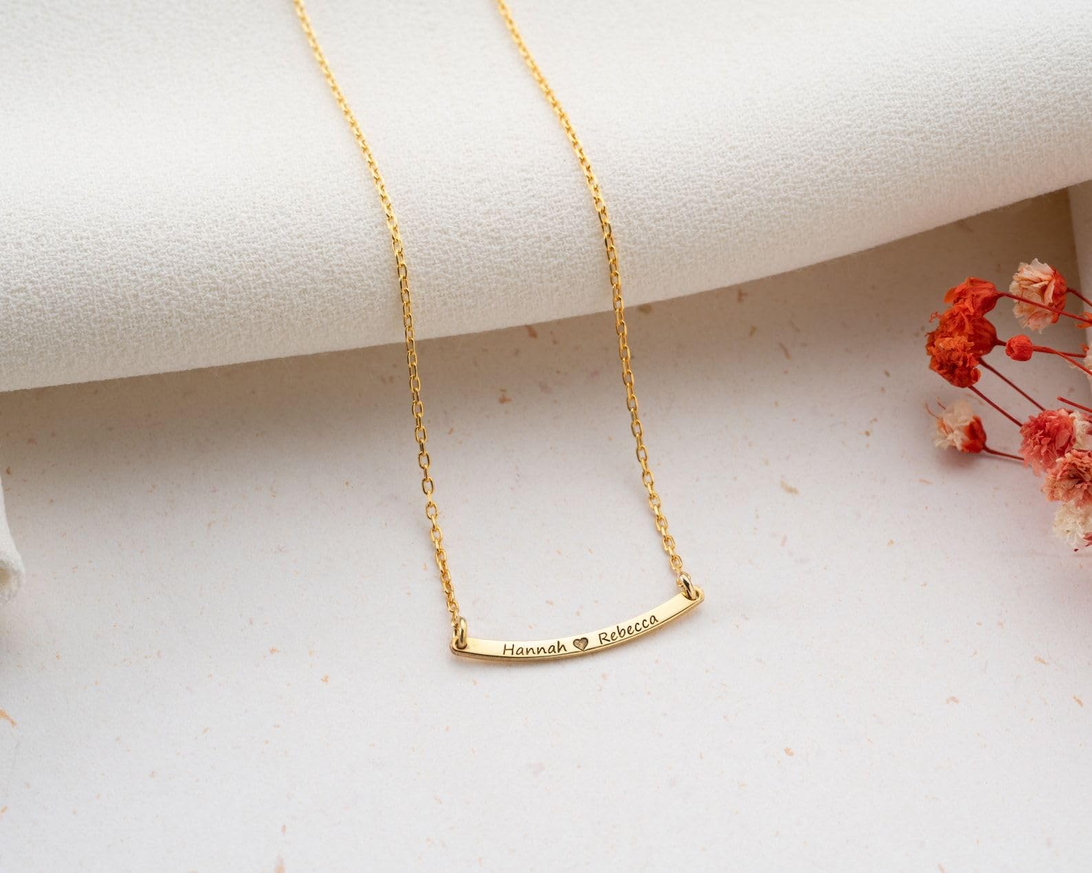 Curvado oro barra collar personalizado nombre coordenadas fecha para mamá Día de la Madre Navidad aniversario cumpleaños