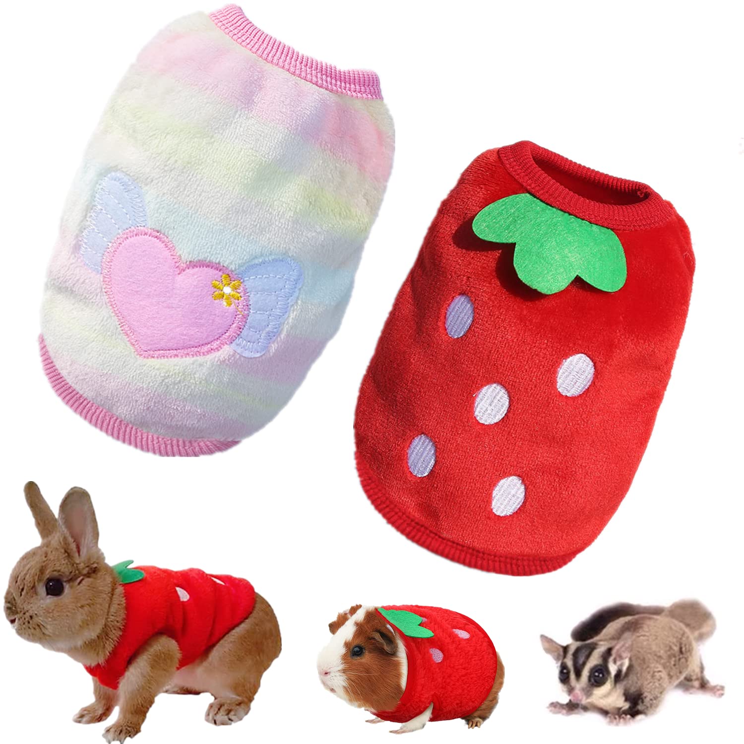 T-Shirts pour Chiots Chaton Cochon d'Inde Petits Animaux Lot de 2 Vêtements Gilets Chauds pour Furet Chinchillas Lapin Chien Chat