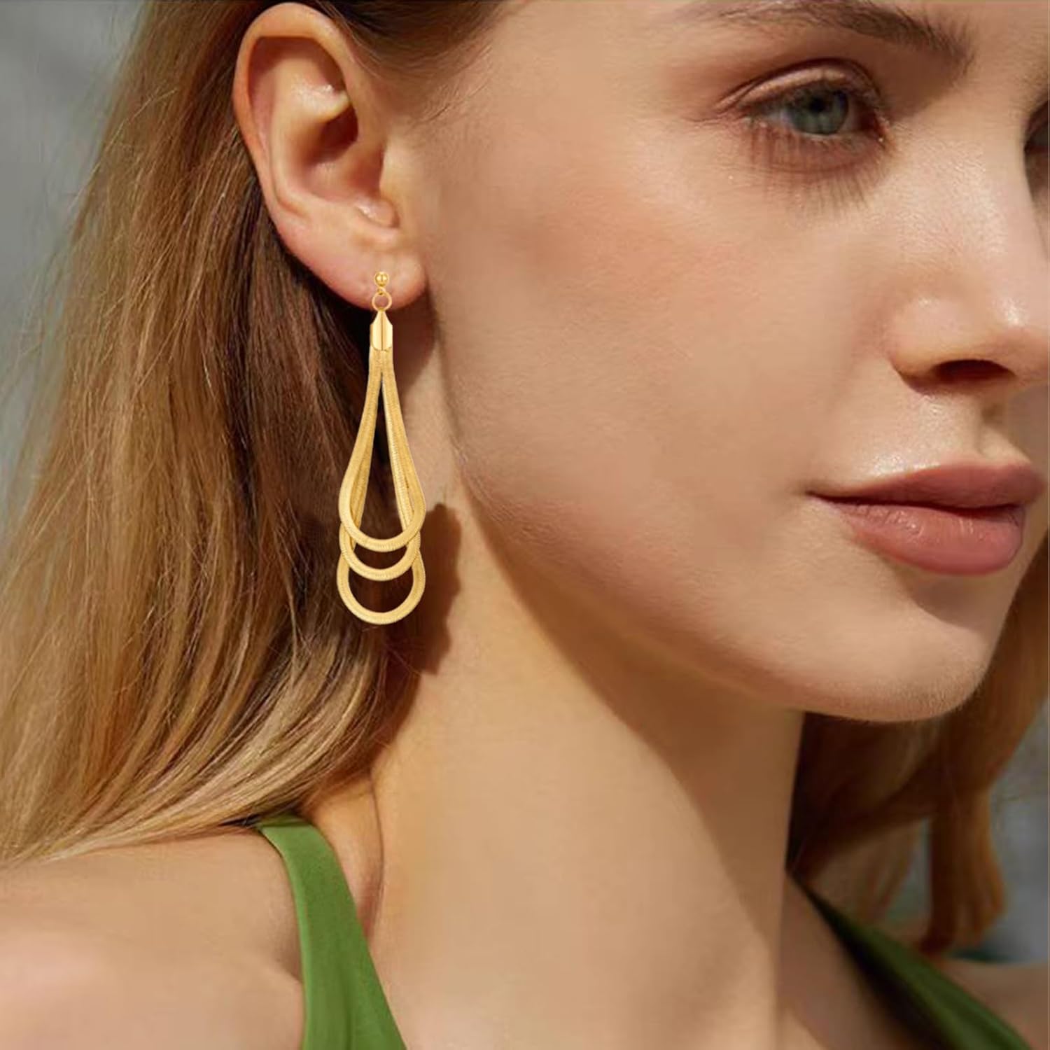 Gold Teardrop Dangle Earrings for Women Multi Layer Long Tassel Dangle Earrings Trendy Classic Jewelry - Image 2