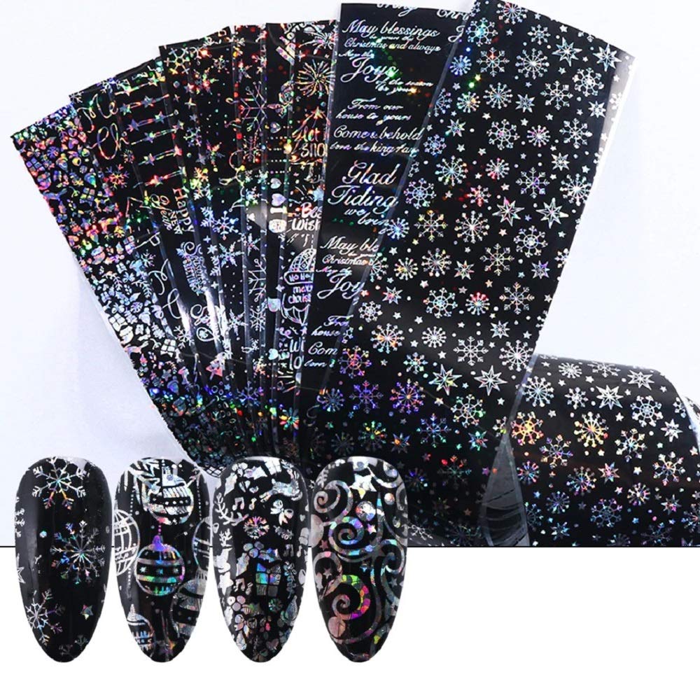 10 sztuk kwiat holograficzny zestaw folii do paznokci lawendowe naklejki na paznokcie naklejka do transferu na paznokcie Manicure porady dekoracje (torba A21) (torba 9119)