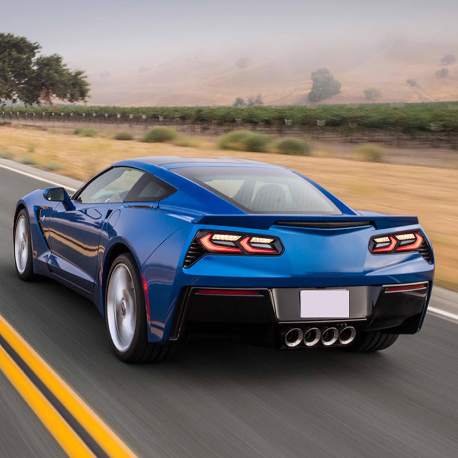 VLAND LED Tail Lights Compatible with Chevy Corvette C7 2014-2019, Rear Light with Startup Animation and Sequential Turn Signal, Smoked