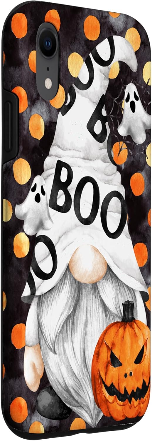 Cute Boo Gnome Ghost With Pumpkin Unique Halloween Pattern Case for iPhone XR