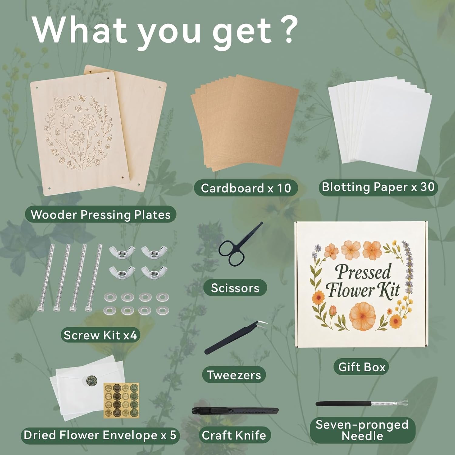 TTUGTTUG Flower Press Kit for Adults, 15.7" x 11.8" Large Wooden 10-Layer Press for DIY Floral Art, Wedding Flower Drying, Great Gift for DIY Flowers Lovers - Image 3