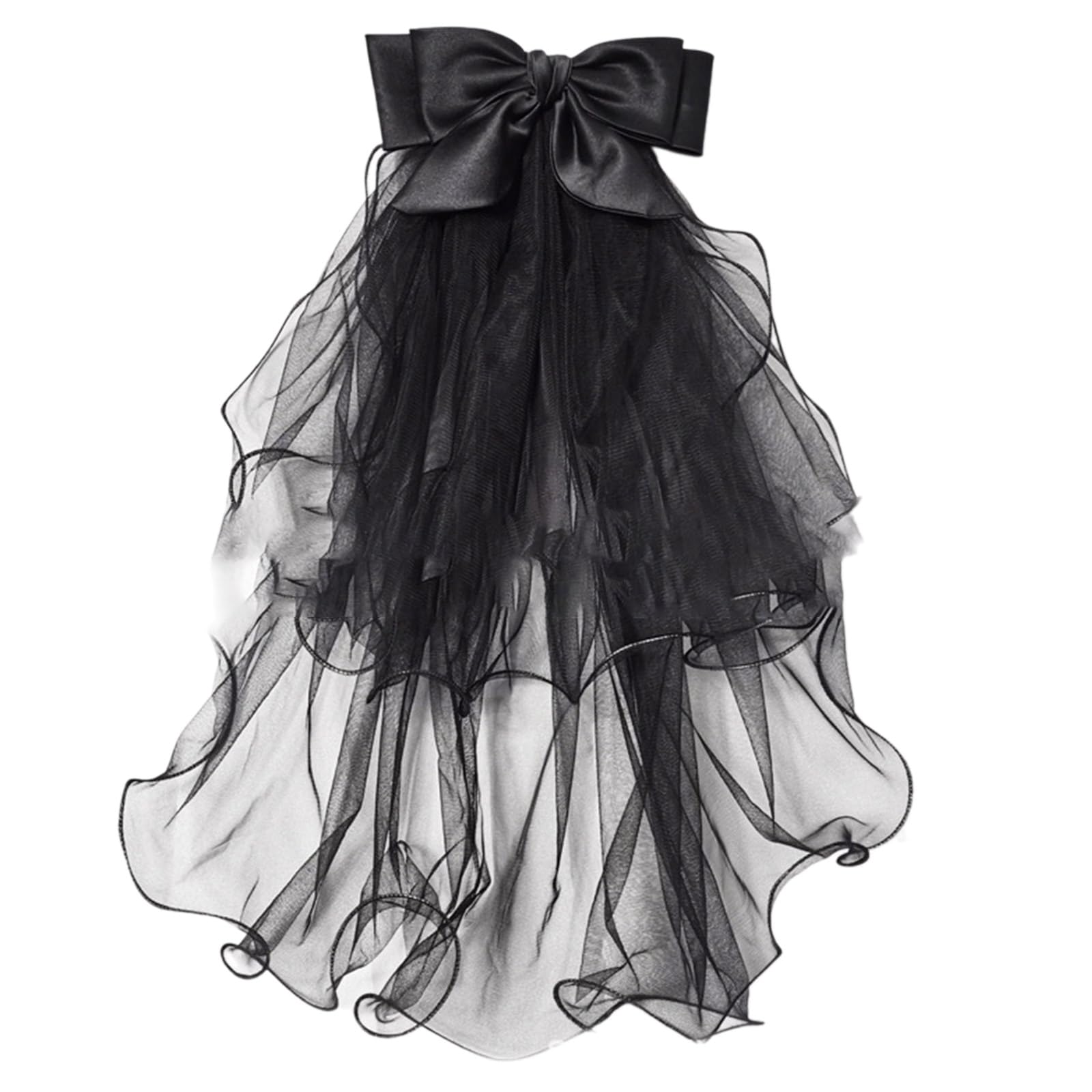 Fentency Wedding Bride Lace Tulle with Bowknot/Floral Trim Elegant Bridal Prom Party Tiaras Women Long Veil for Taking Photo