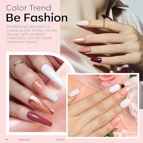 Miniatura 4 de Modelones Kit de 34 esmaltes de gel con secadora de uñas de 48 W 6 colores rosa y marrón con purpurina  2 piezas de gel de uñas de poliéstercapa