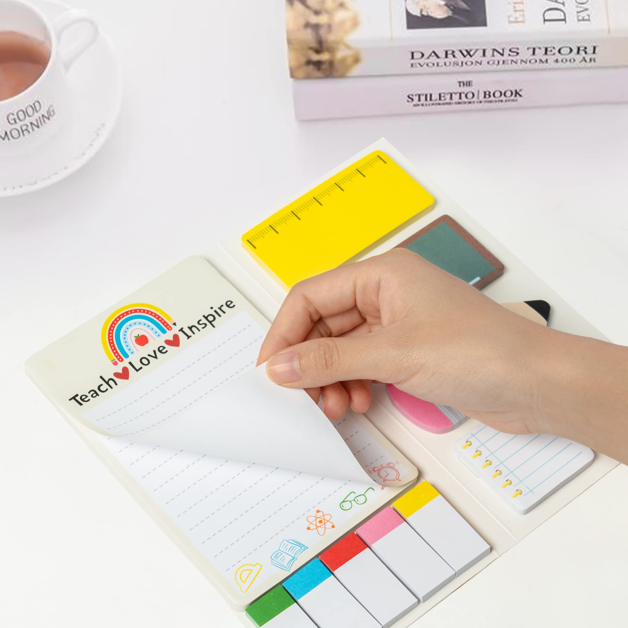 TirEurt 550 Sheets Teacher Sticky Notes Set Teacher Appreciation Gifts Bundle Writing Memo Pads Classroom Self-Stick Notes Pads Classroom School Supplies Page Marker Gift for Teacher Student - Image 3