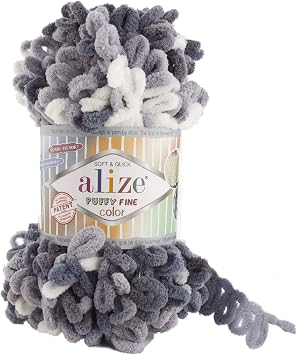 Alize Puffy Fine Color Baby Blanket Yarn - Lot of 5 Skeins, 500gr, 50yds, 100% Micropolyester Soft Super Chunky Bulky Woven Worested for Hand Knitting 5925