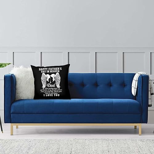 Miniatura 3 de NEzih Happy Fathers Day in Heaven Dad Square Throw Pillows Covers Bed Couch Square Throw Pillow Cases Farmhouse Home Decor Sofa Bedroom 24"x24"