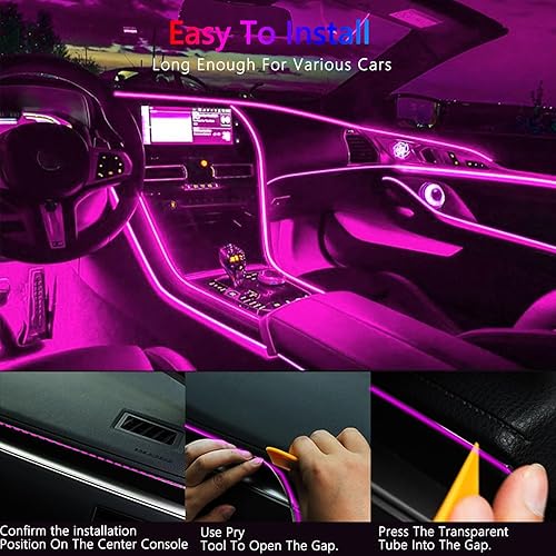 Miniatura 7 de Nueva actualizaciónTira de luces LED para interior de automóvil, aplicación de luz LED RGB para interior de automóvil y control remoto, modo de