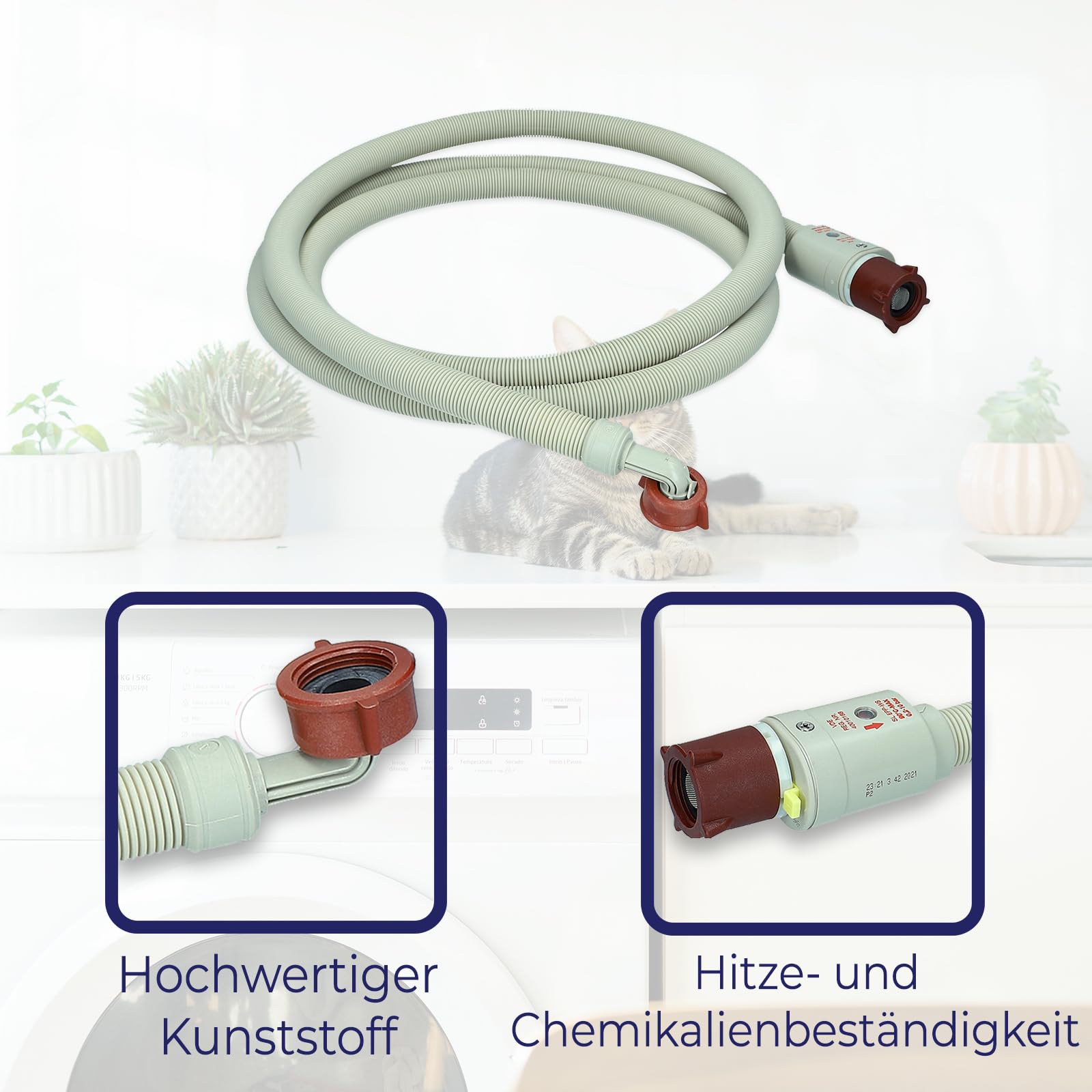 Universal Zulaufschlauch Aquastopschlauch Schlauch 3m Winkel/gerade für Waschmaschine Spülmaschine Geschirrspüler mit 3/4 Zoll Anschluß kompatibel für nahezu alle Marken
