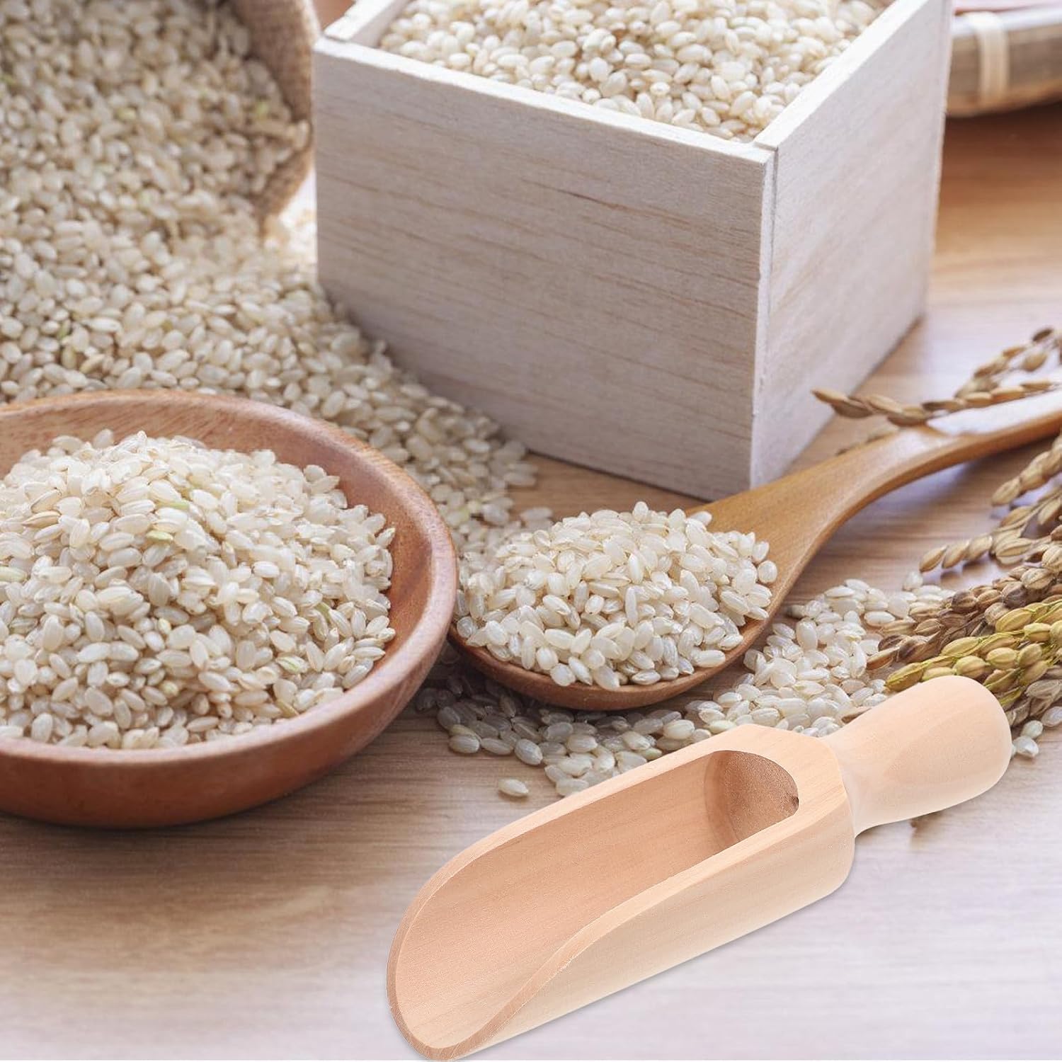 Small Wooden Salt Spoon for Coffee and Tea, Beech Wood