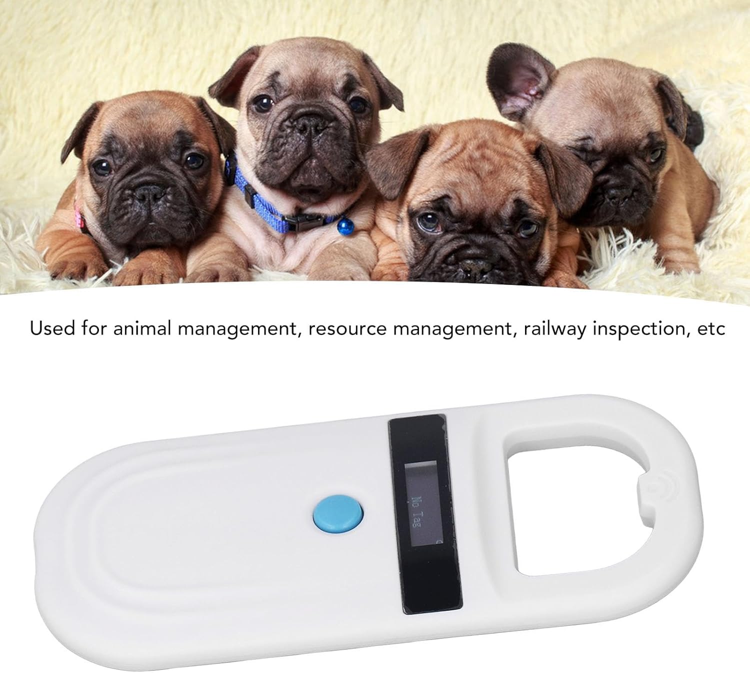 Pet Microchip Scanner Reader 134.2Khz 125Khz Rechargeable 15 Digits Pet ID Scanner with Display Screen for Animal Resource Management