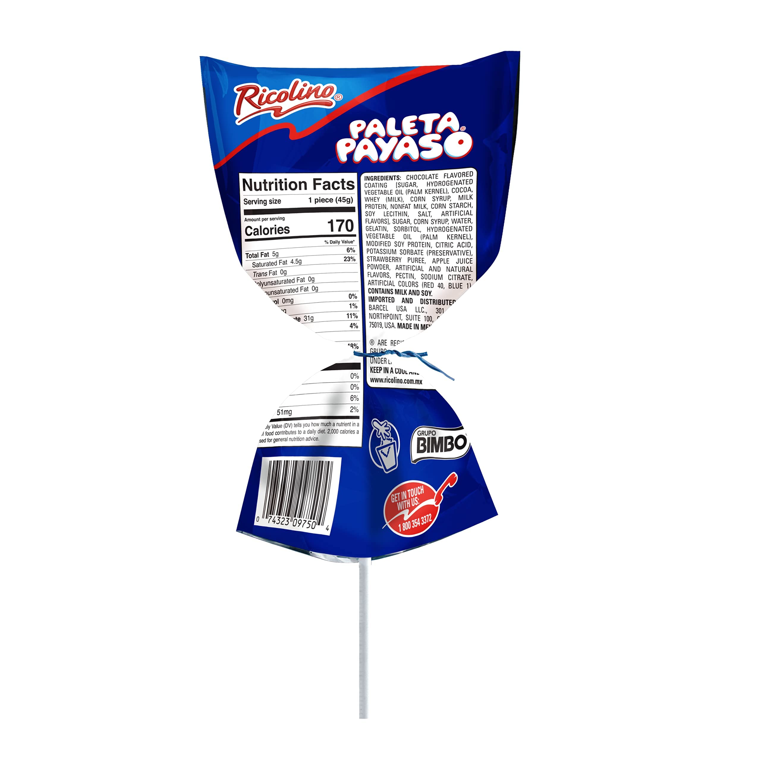 RICOLINO Paleta Payaso Marshmallow Lollipop Box of 10 count Buy Online in United Arab Emirates