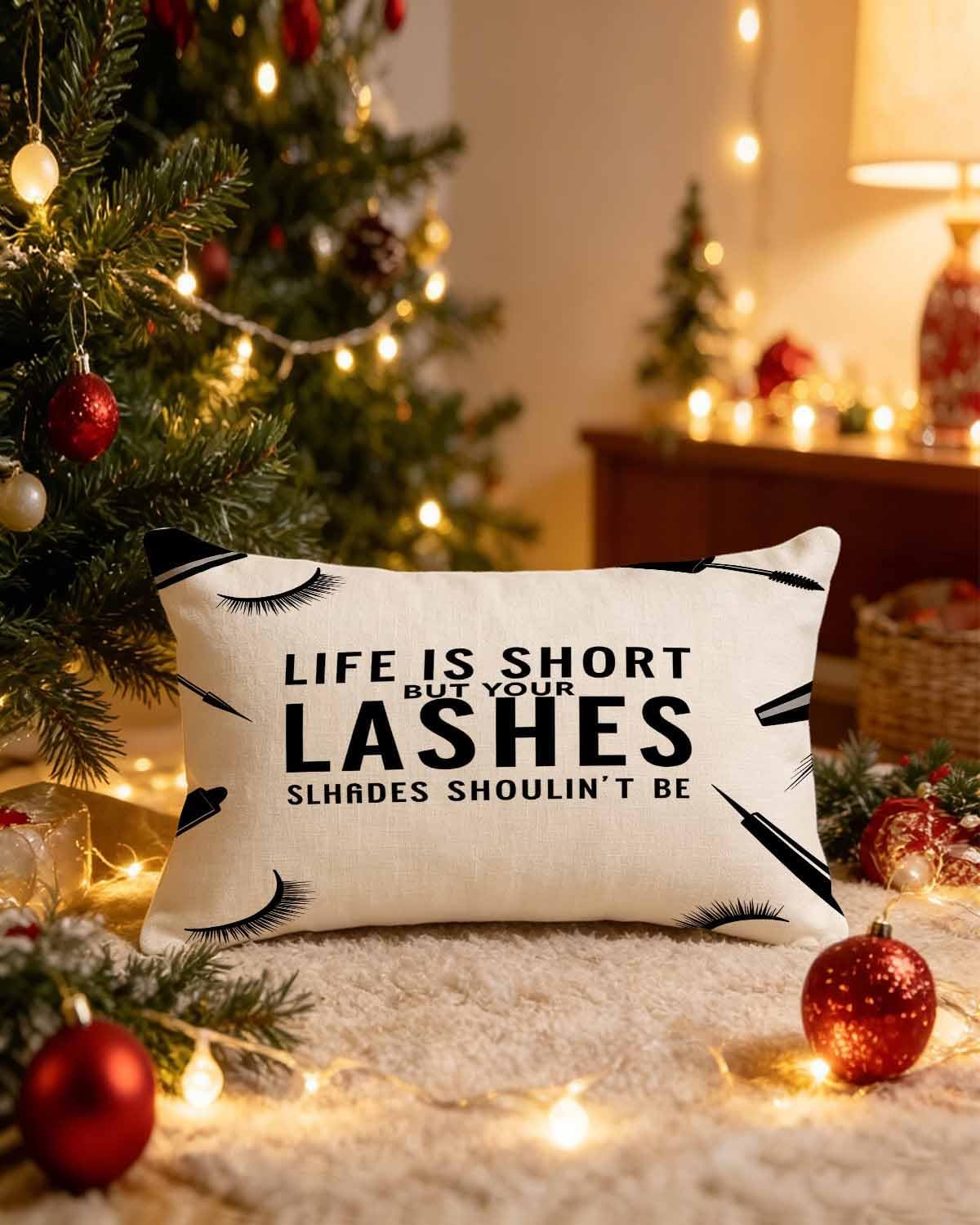 SSOIU Throw Pillow Covers Makeup Artist with Life is Short But Your Lashes Shouldn't Be Cushion Pillow Case Home Decor Pillowcase 12x20 Inches image 5