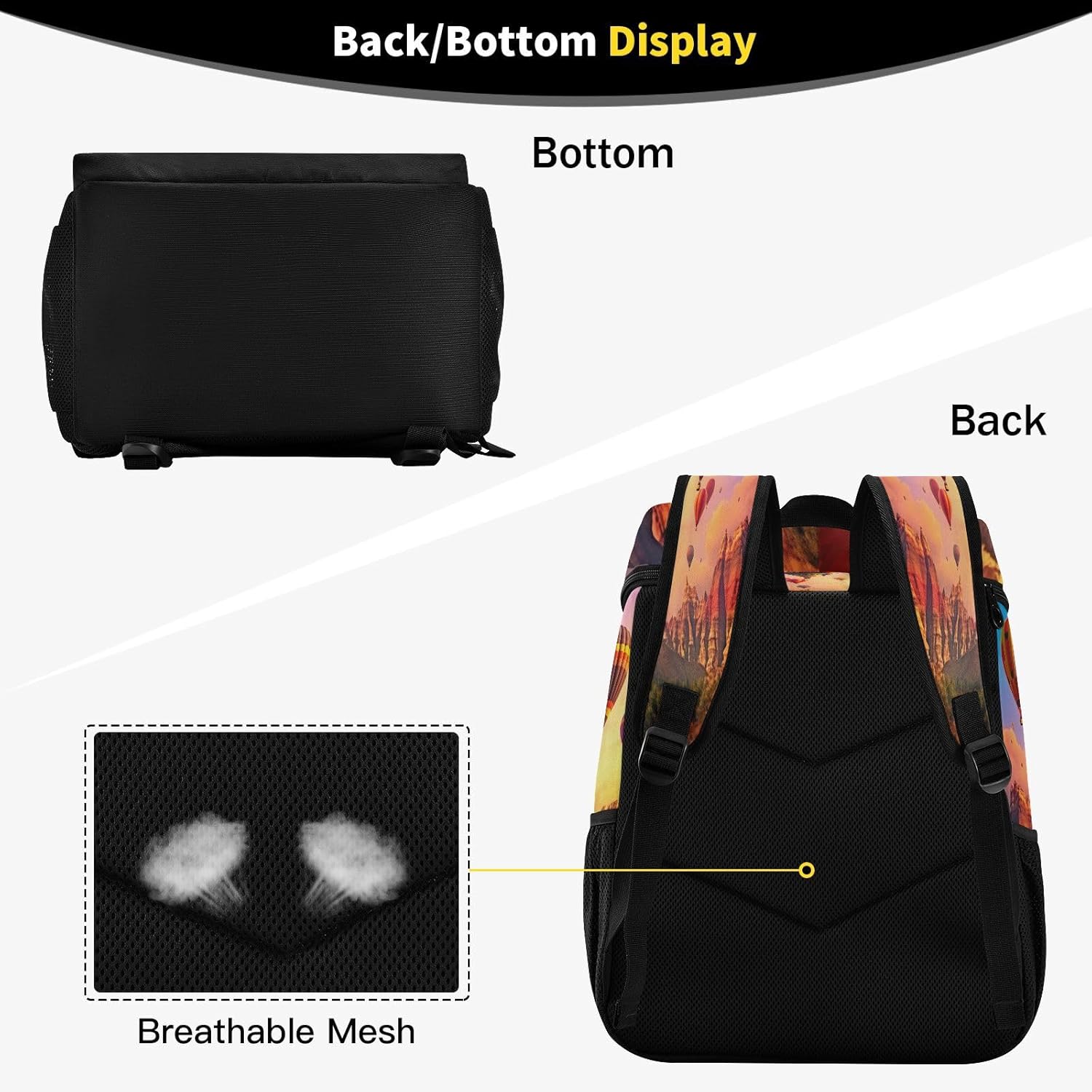 Flying Hot Air Balloons Cooler Backpack 36 Cans Leakproof Waterproof Backpack Cooler Bag Beach Accessories Travel Camping Fishing Backpack for Women Men