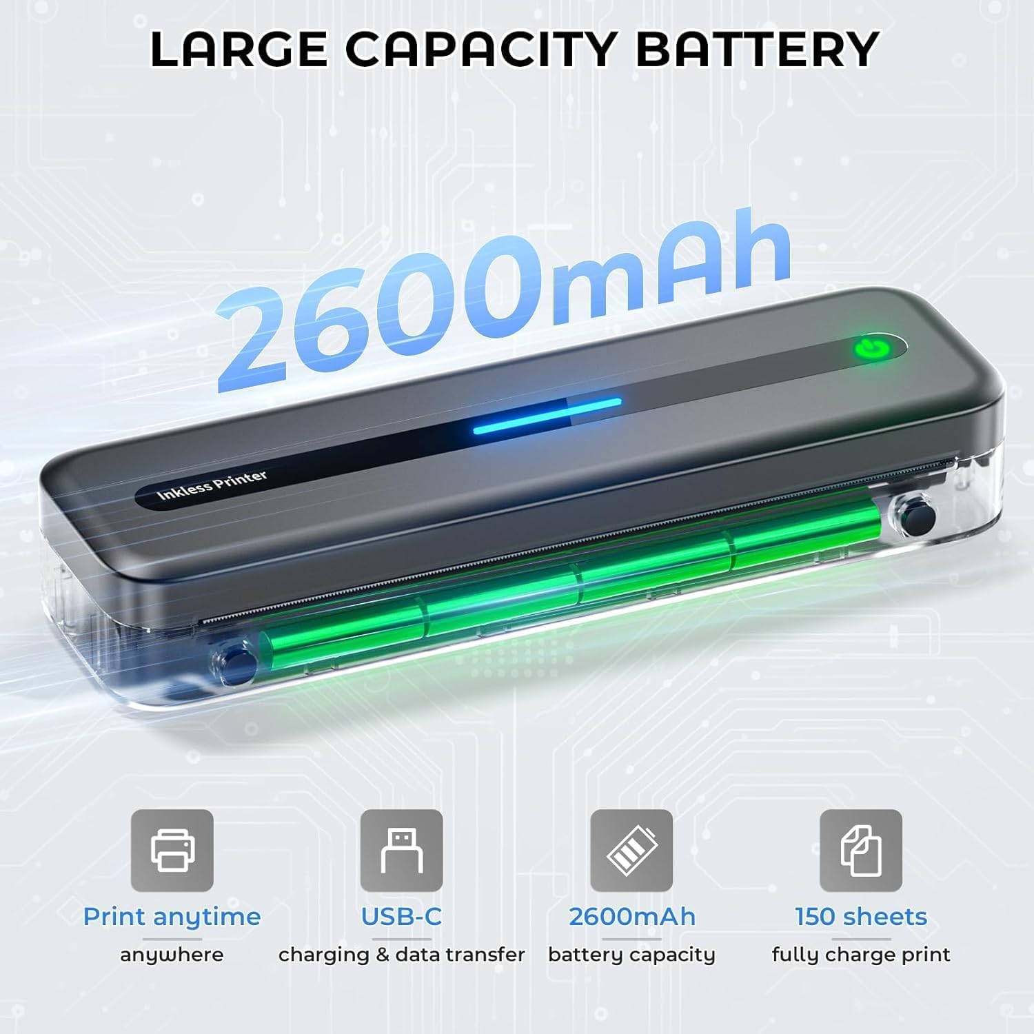 Wireless Inkless Thermal Printer, Bluetooth Mobile Printer for Phone image 4