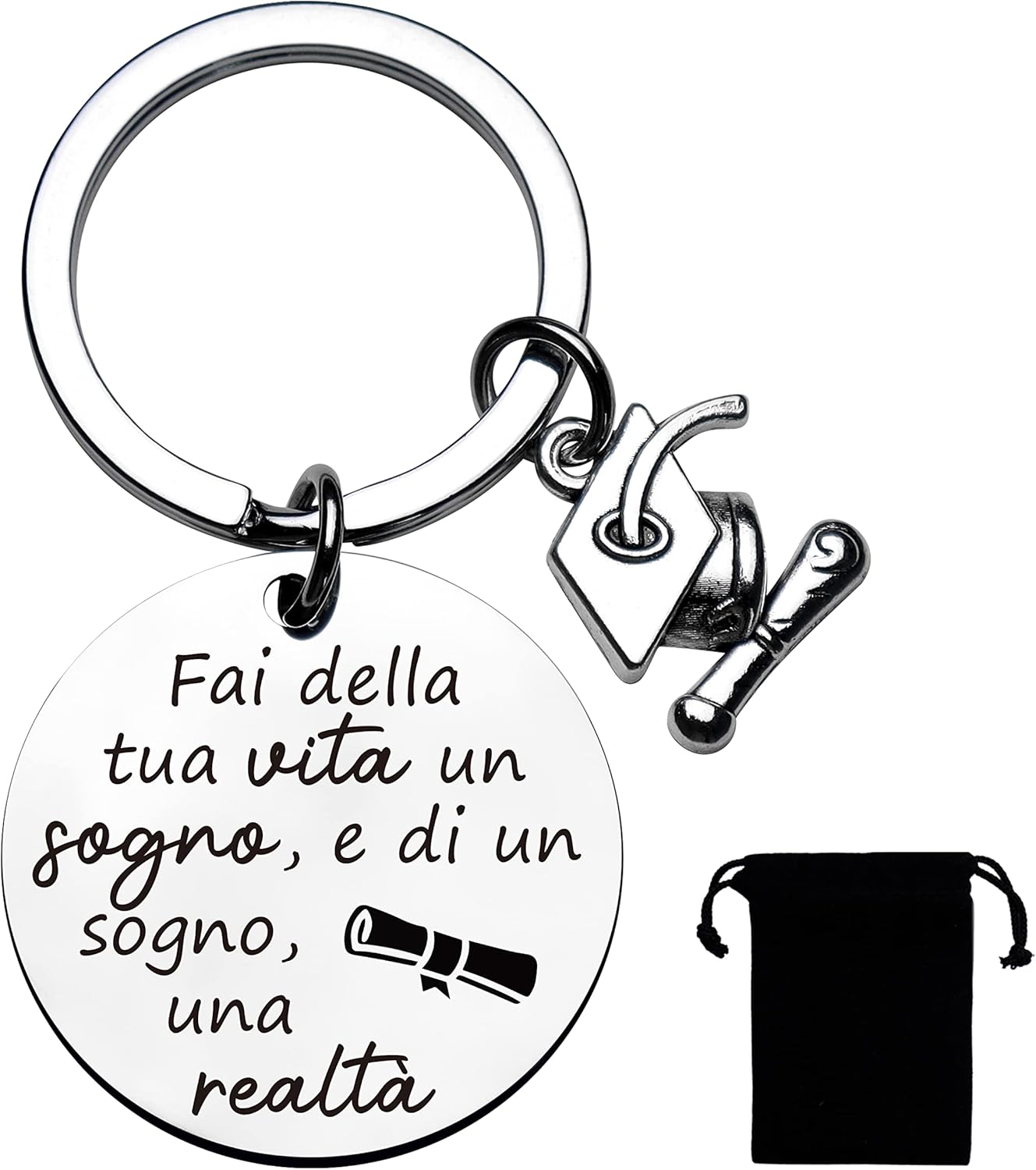 Portachiavi Laurea Ispiratore Per Donna - Regalo Di Laurea, Acciaio Inossidabile, Con Sacchetto Regalo - Foto 9