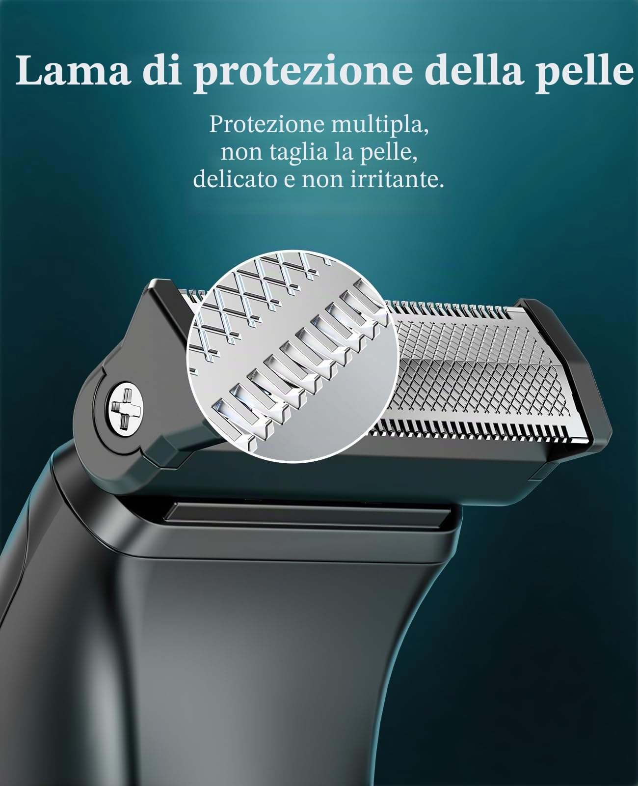 Kensen Manscape - Rasoio per peli del corpo e barba 2 in 1, sicuro, senza fili, per pube, impermeabile, per peli pubici e peli pubici, 50 volte di utilizzo