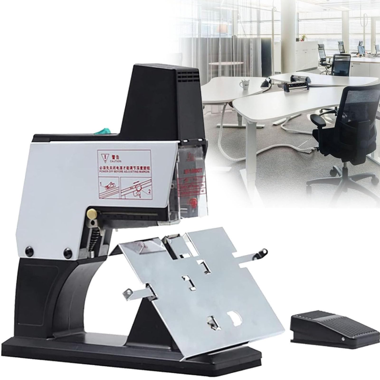 Cucitrice Elettrica a Sella,Rilegatrice Automatica da Tavolo a 9 velocità con Interruttore a Pedale,Rilegatrice Piatta/Rilegatrice Verticale,per Documenti,Libri,Rapporti,Carte