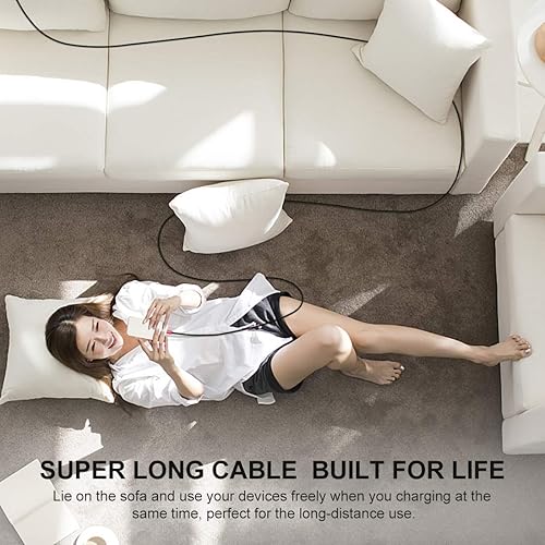 Miniatura 7 de CLEEFUN Cable USB tipo C de 20 pies de largo, USB A 2.0 a USB C, cable de carga trenzado de nailon compatible con Samsung Galaxy Note, L-G, Mo-to,