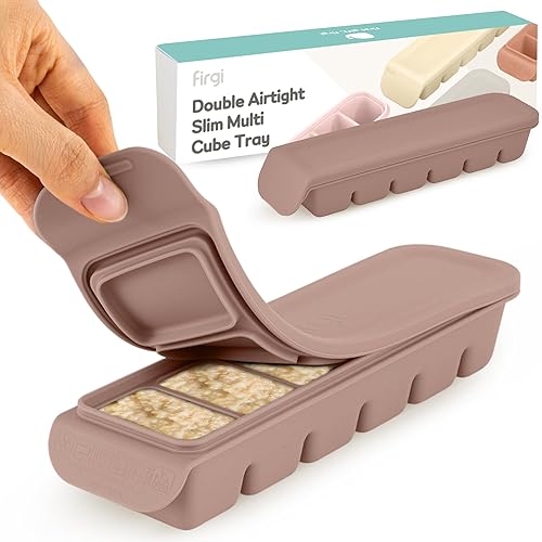 Bandeja de silicona para congelador con tapa, 100% silicona platino de grado alimenticio, resistencia a fugas y apta para lavavajillas para Marrón,4