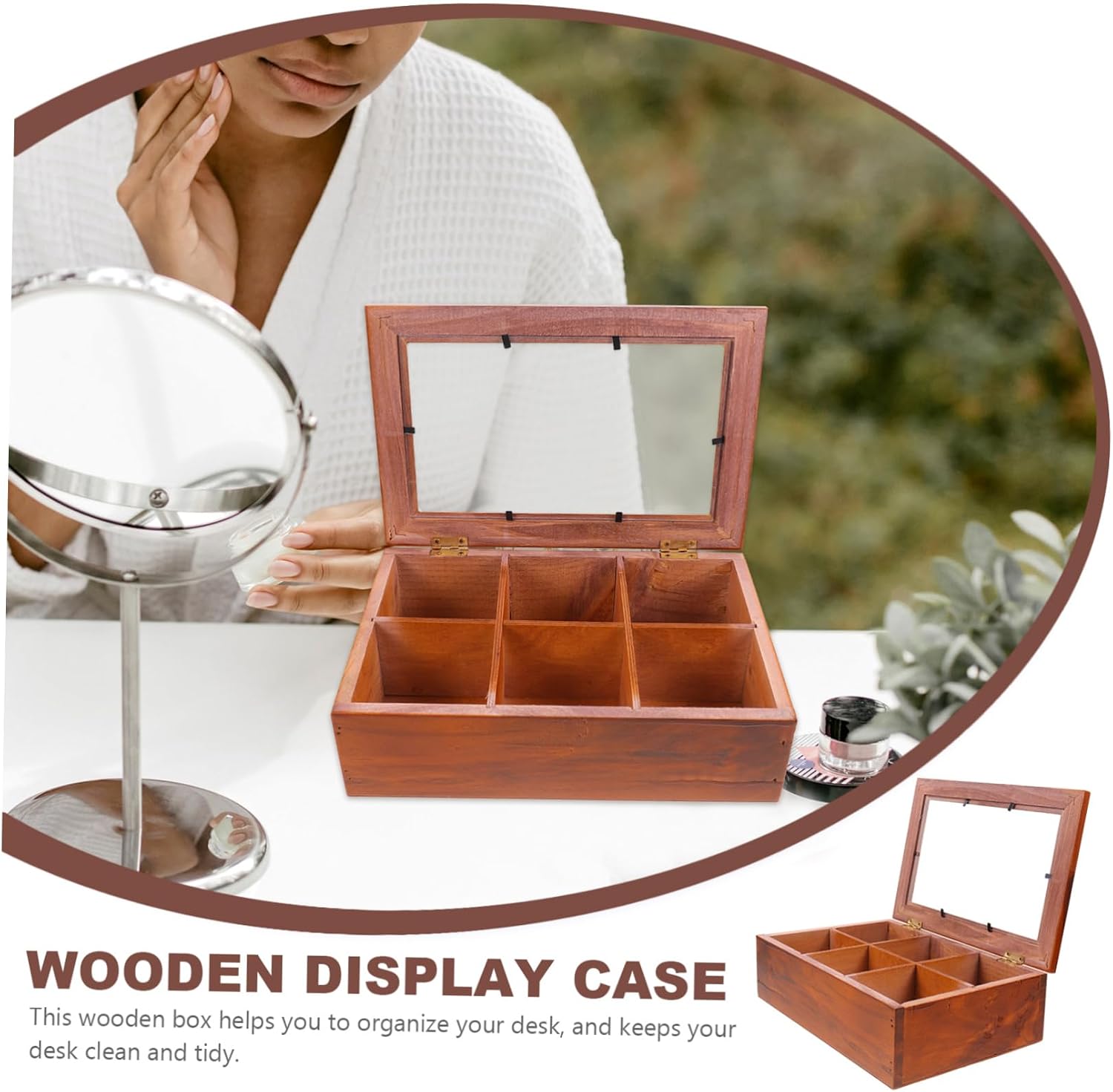 Vintage Wooden Jewelry Box with Cover for Rings image 3