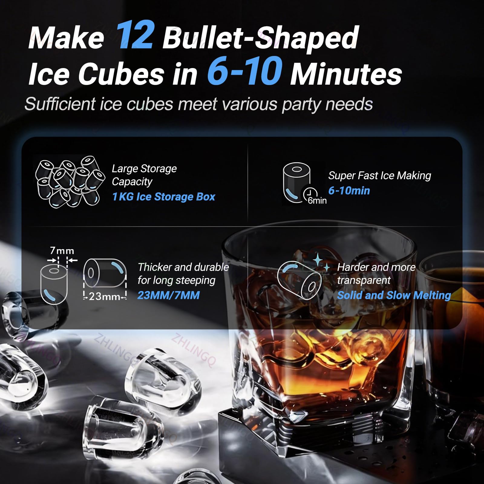 Máquina De Hielo Y Agua Helada 3 En 1, Funcionamiento Con Un Solo Clic