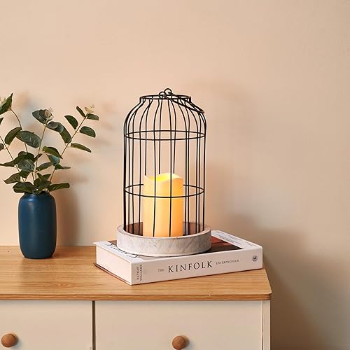 Miniatura 6 de PHOSPHOR Juego de 2 faroles de vela para decoración del hogar, diseño rústico de tian yuan nong she, para sala de estar, chimenea de chimenea,