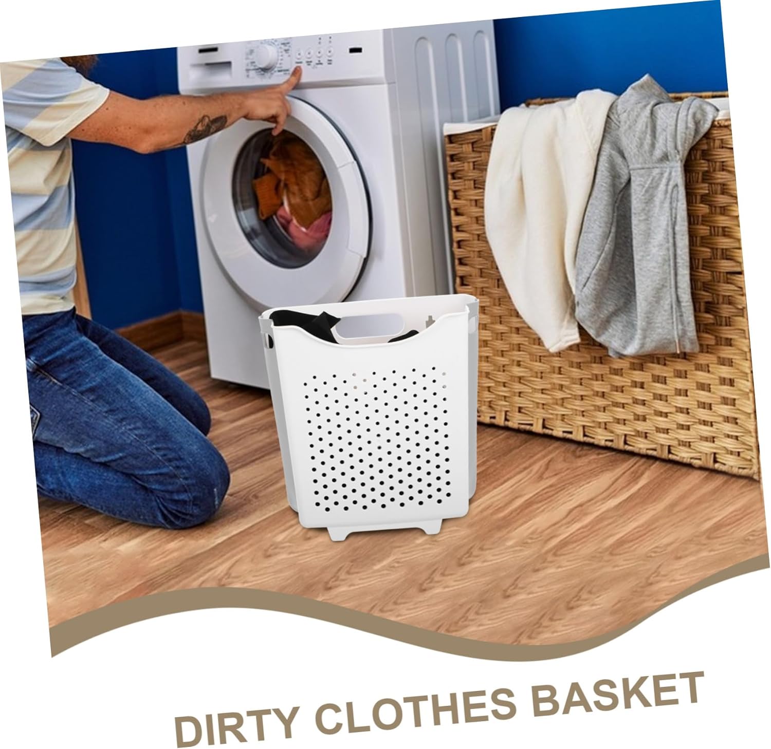Collapsible Wall Mounted Laundry Hamper Basket Space Saving Storage Holder for Bathrooms and Washrooms Foldable Dirty Clothes Organizer for Household Room