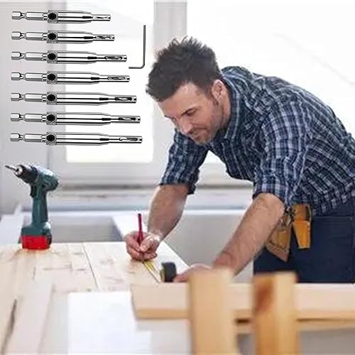 Miniatura 6 de Juego de 7 brocas de bisagra autocentrante, vástago hexagonal de 14 pulgadas VIX, 564 pulgadas, 764 pulgadas, 964 pulgadas, 1164 pulgadas, 0.197 in,