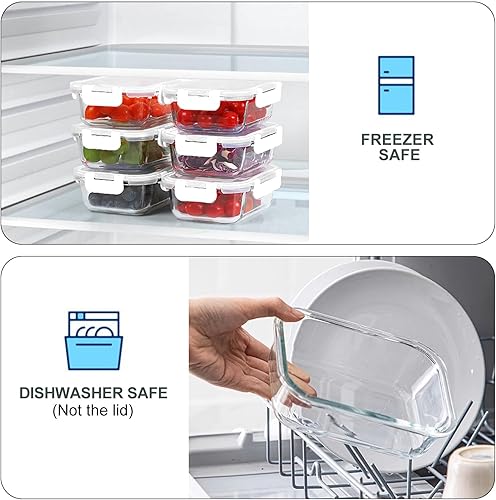 Miniatura 3 de KOMUEE 10 paquetes de recipientes de vidrio de 22 onzas para preparación de comidas, recipientes de vidrio para almacenamiento de alimentos con