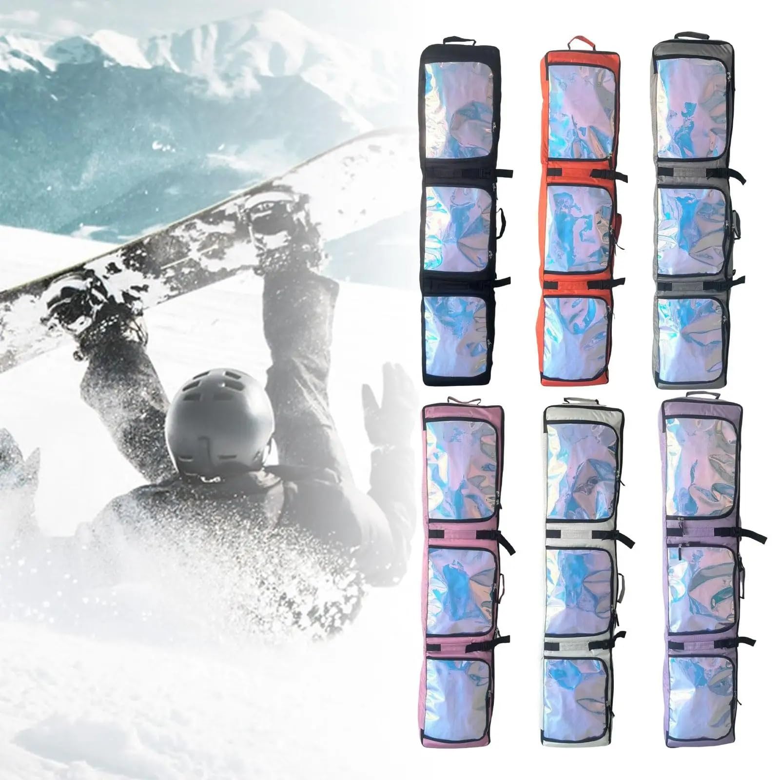 Borsa da sci con ruote impermeabile con maniglia, porta snowboard a rotelle, per trasporto sci, sciatori adulti