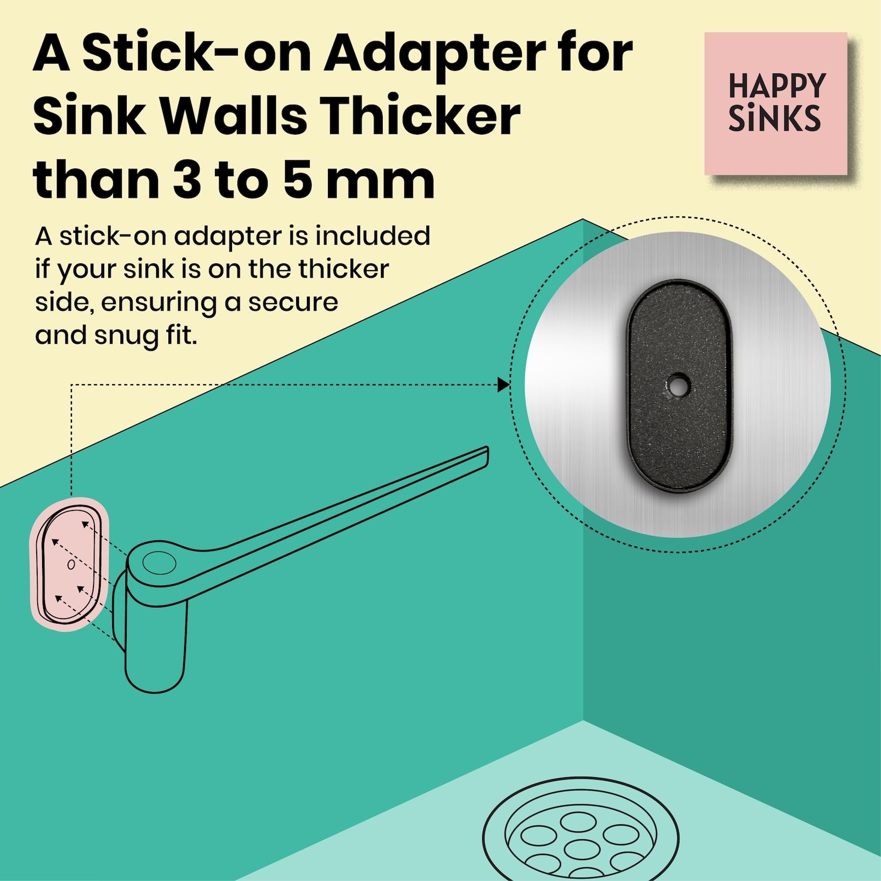 Happy Sinks Magnetic Sink Organiser & Dishcloth Holder, One Size, Composite, Black - Image 3