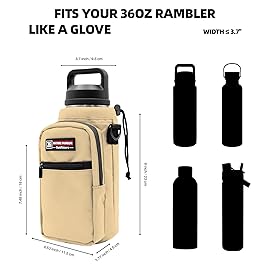 NATURE PIONEOR Water Bottle Holder with Adjustable Strap - 26/32/36/40/46/64oz Insulated Water Bottle Sling Carrier with Paracord Handle & 2 Pockets, Outdoor Sports, Hiking, Camping, Gym