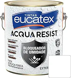 Tinta Emborrachada Acqua Resist Acrílica Fosco Impermeabilizante Bloqueador De Umidade Sol Chuva Umidade Mofo Interno Externo Lavável Eucatex - Branco