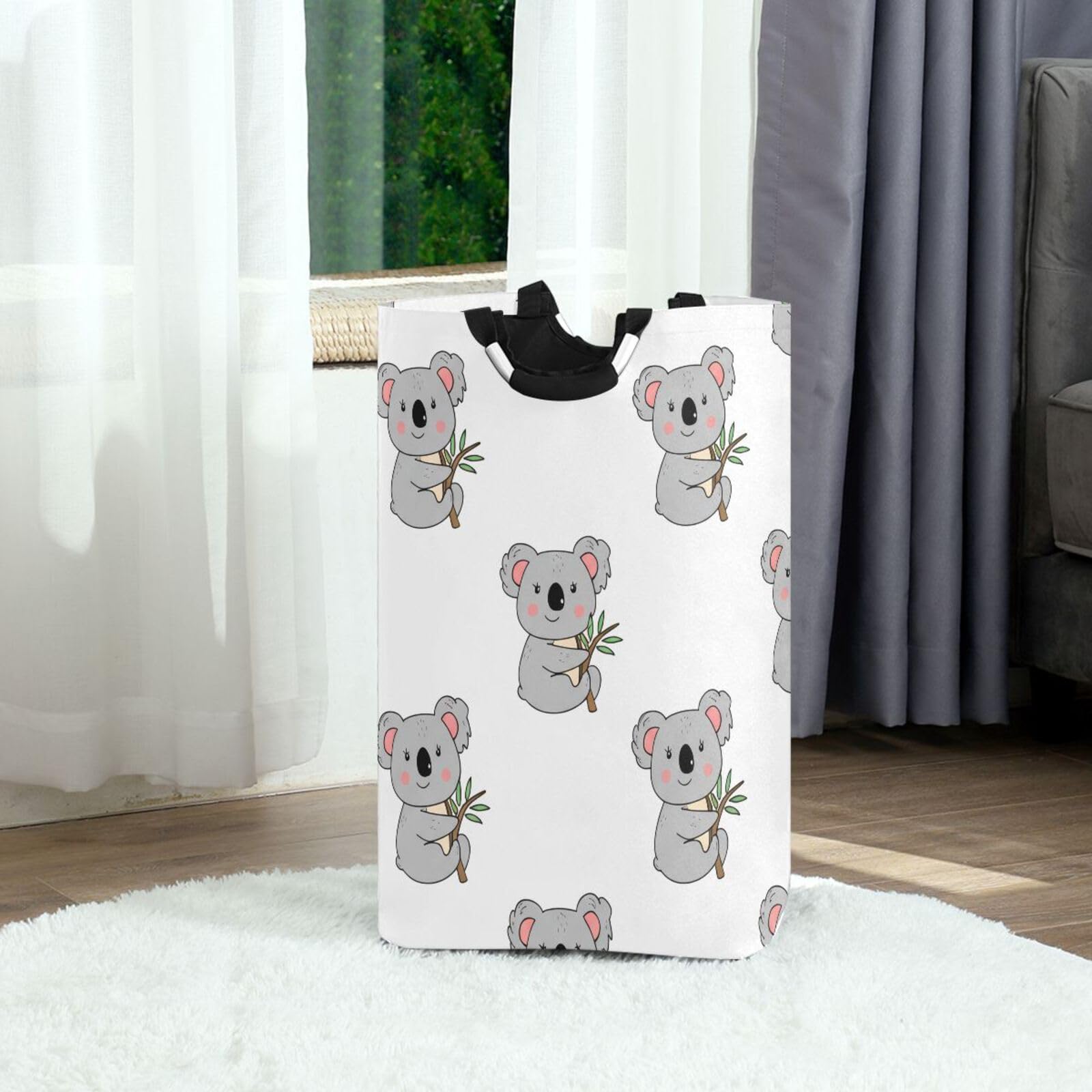 Jihqo Laundry Hamper Basket Cute Koalas Collapsible Nursery Storage Bin Waterproof Clothing Baskets for Home Bedroom Bathroom Washing Room