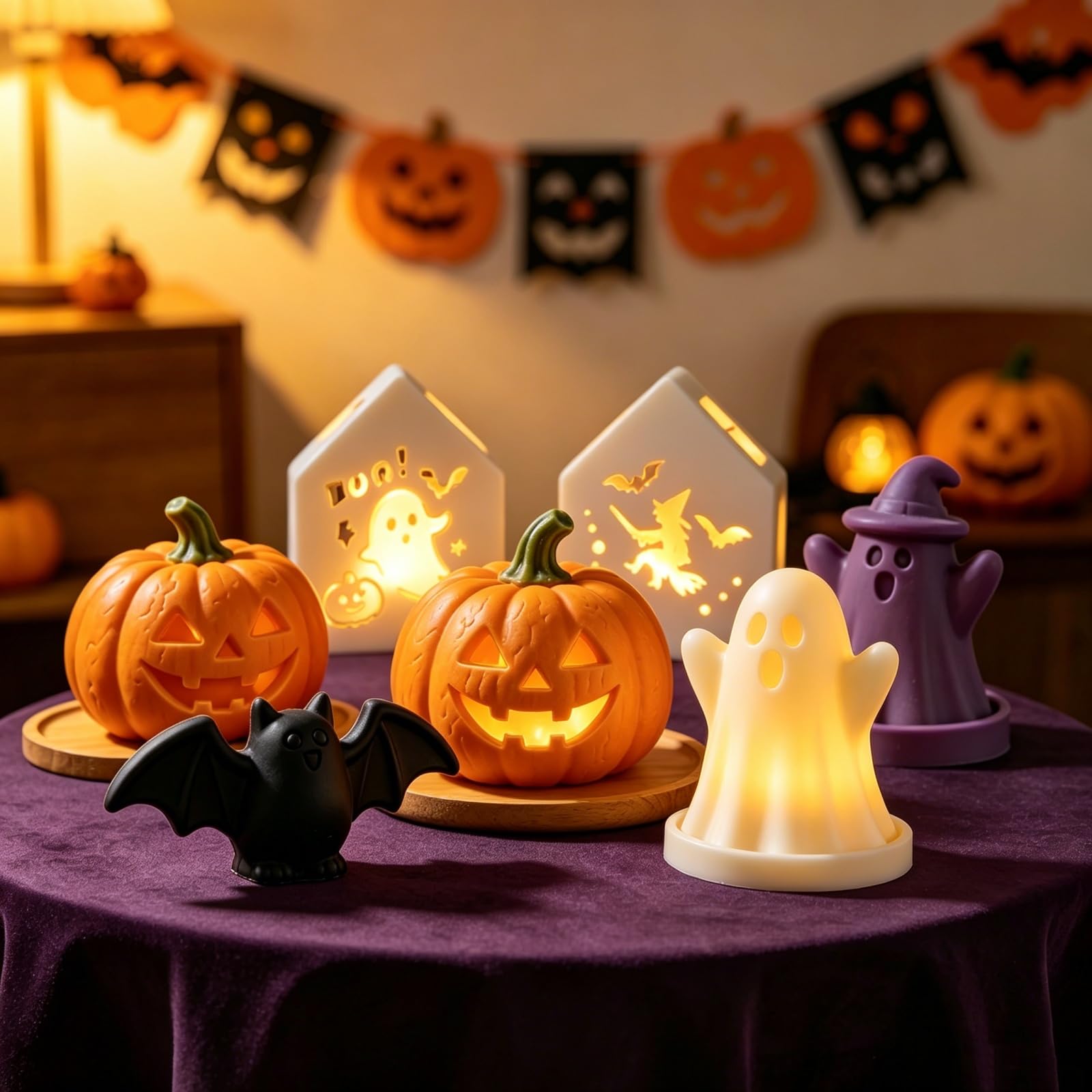 Juego de moldes de silicona para Halloween, 4 unidades, para decoración ambiental de Halloween