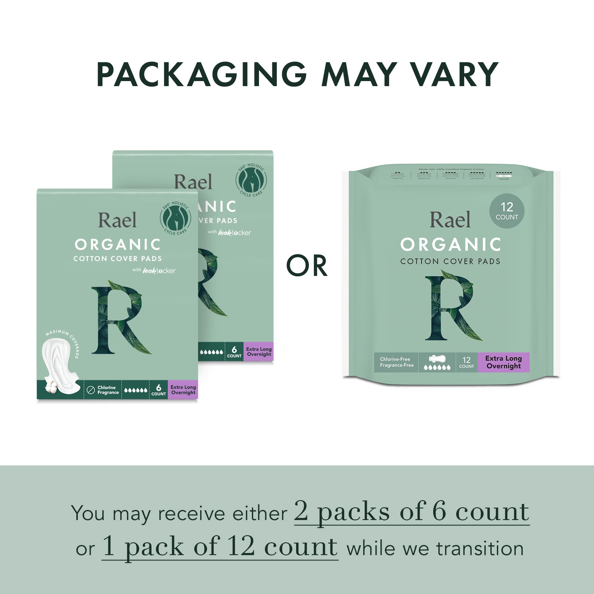 Rael Pads For Women, Organic Cotton Cover Period Pads With Wings