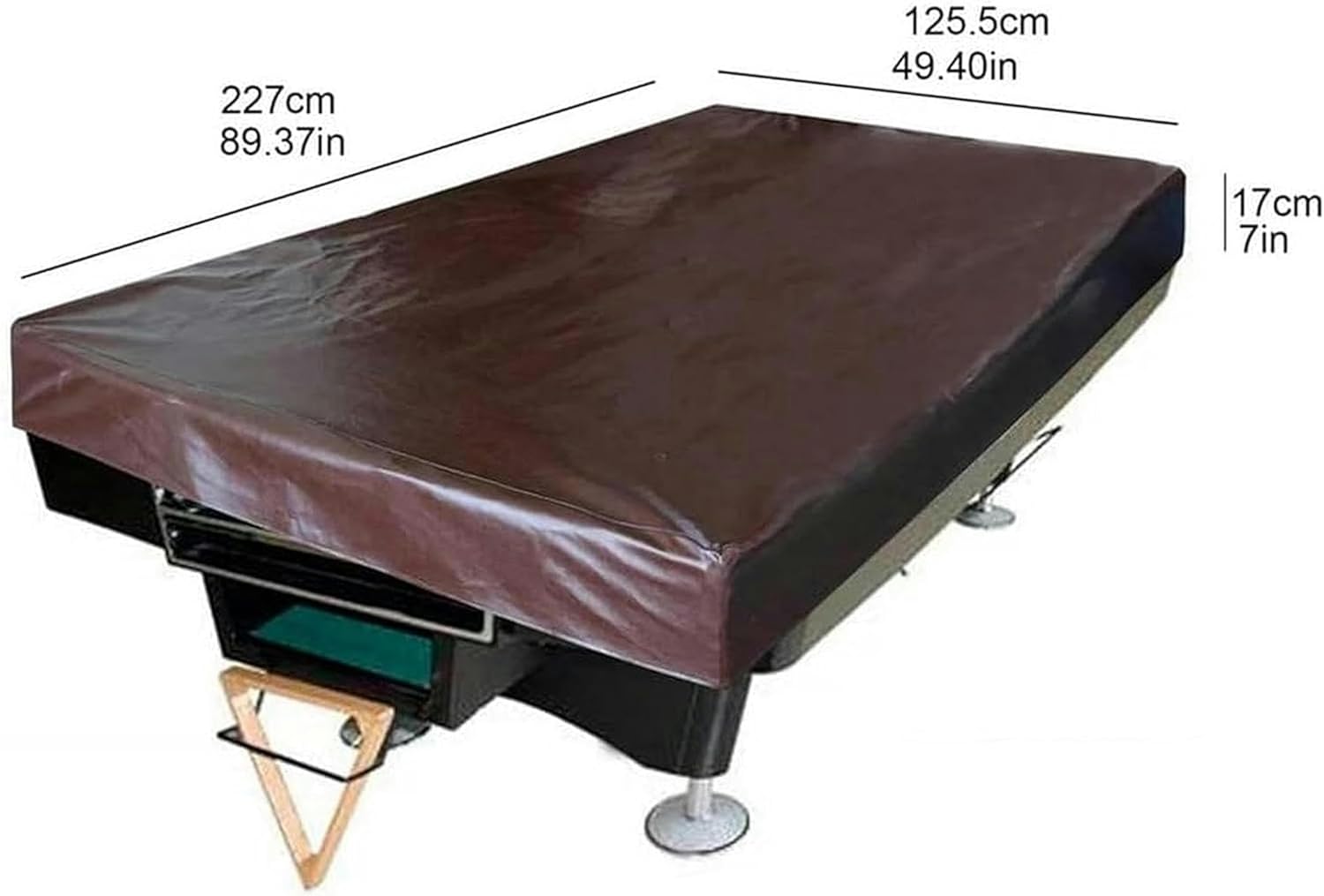 Leather Billiard Cover Durable Heavy Duty Tear-Proof Table Cover for Most Standard Pool Tables (Color : Rosso, Size : 227 * 125 * 17cm), Svart