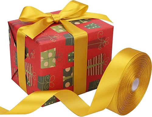 Miniatura 45 de Cinta de oro rosa de 1-1/2 pulgadas, para envolver regalos, 50 yardas, corona de fiesta de boda, costura, accesorios para el cabello, decoración