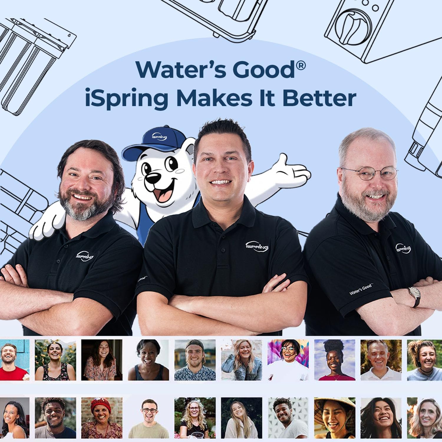 iSpring FC15B-NC 10” x 4.5” Whole House Water Filter, SGS-Tested to Remove up to 94.4% of Chloramine, Reduces Odor, Chlorine, Sediment