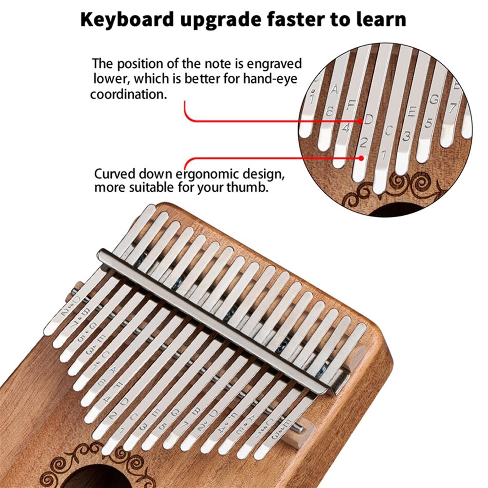 17 Tasten Kalimba Daumenklavier Tragbares Massivholz-Fingerklavier Musikinstrument Für Erwachsene Tragbare Kalimba Instrument