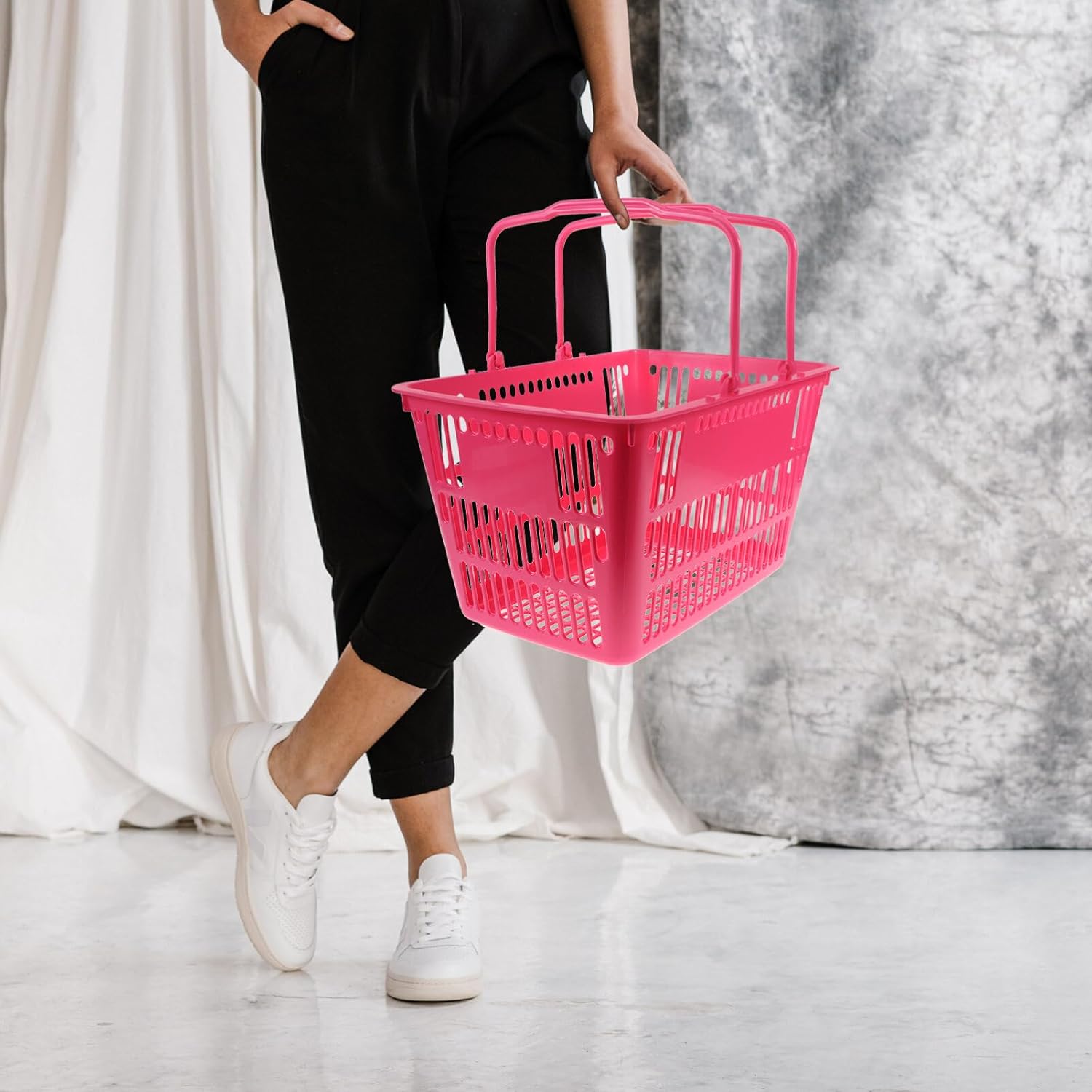 Shopping Basket Sundries Storage Container Plastic Shower Basket Small with Handles Storage Handle s Small Plastic Grocery