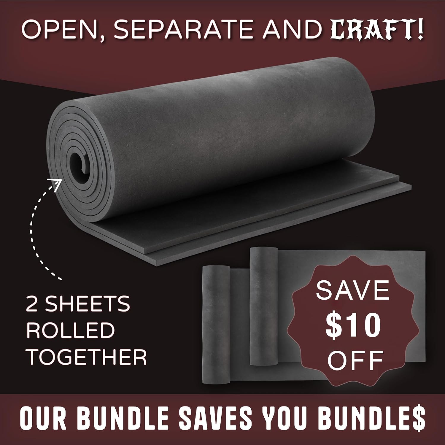 The Foamory 2-Pack Black EVA Foam Sheet - 4mm Thick 35x59 inch Craft Foam image 2