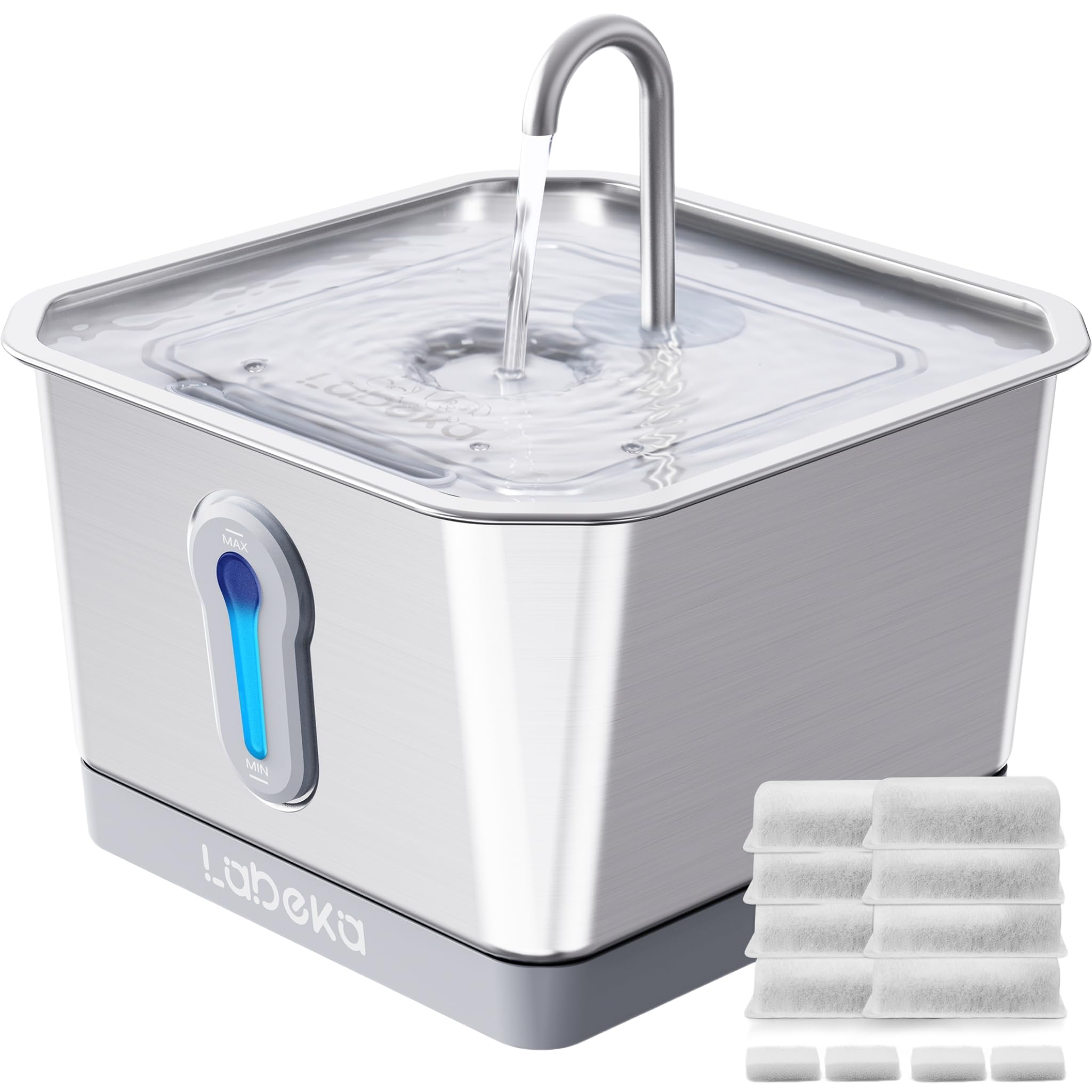 Photo 1 of 135oz/4L Wireless Cat Water Fountain, [304 Stainless Steel]&[Water and Electricity Separation Safety Design], Pet Fountain for Cats Inside, Innovative Design Easy to Clean for Cats and Dogs-8 Filters